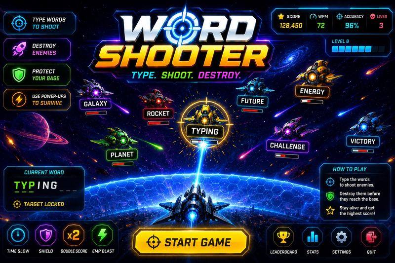 Word Shooter: Neon Word Defense